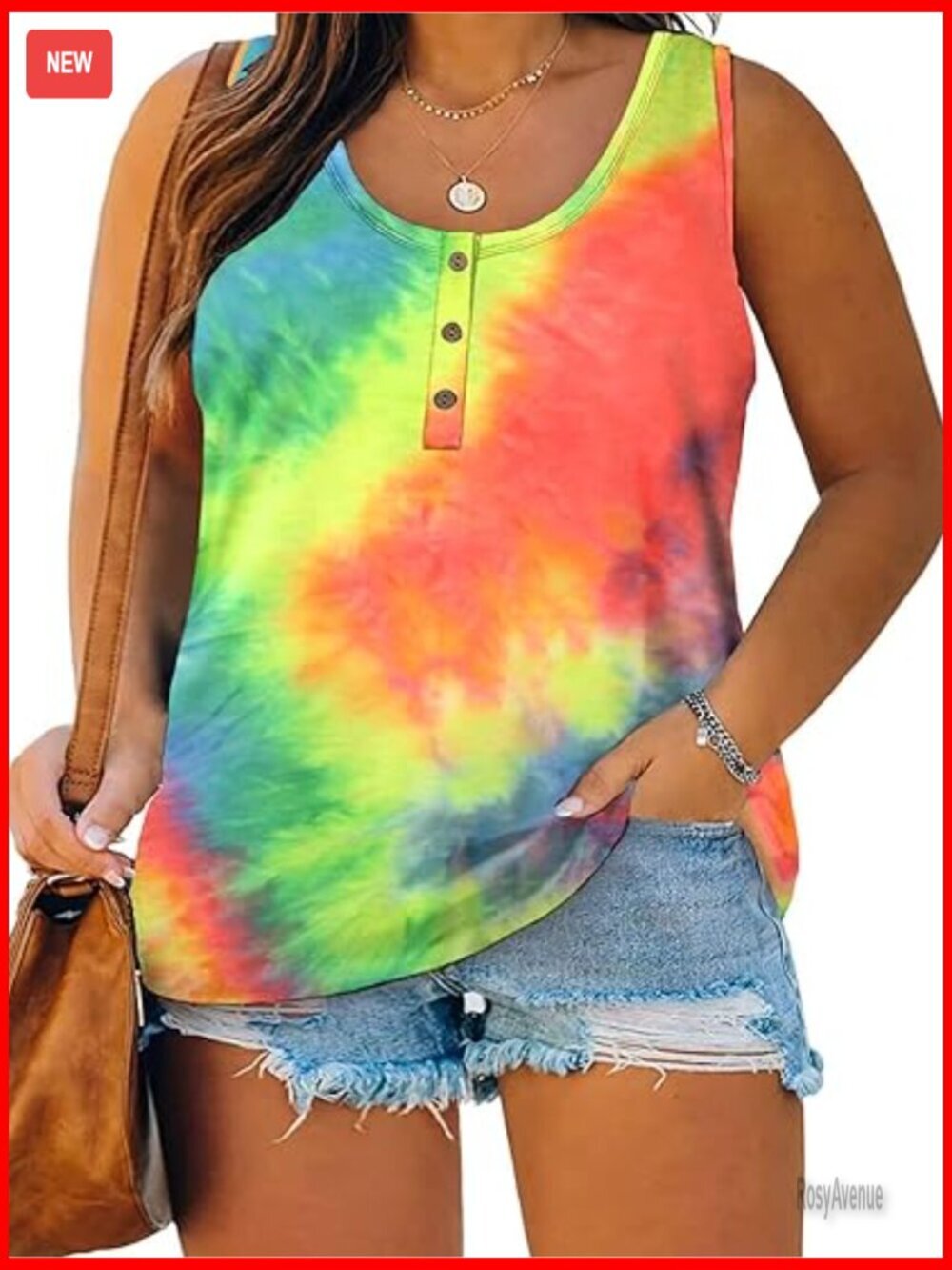 Plus Size Tank Top Henley Button Down Sleeveless Tunic Tee